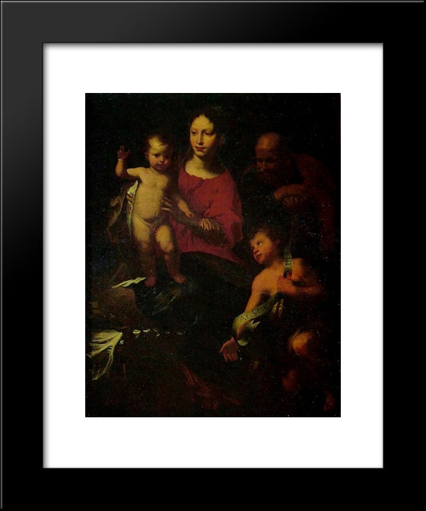 Holy Family With St. John The Baptist 20x24 Black Modern Wood Framed Art Print Poster by Strozzi, Bernardo