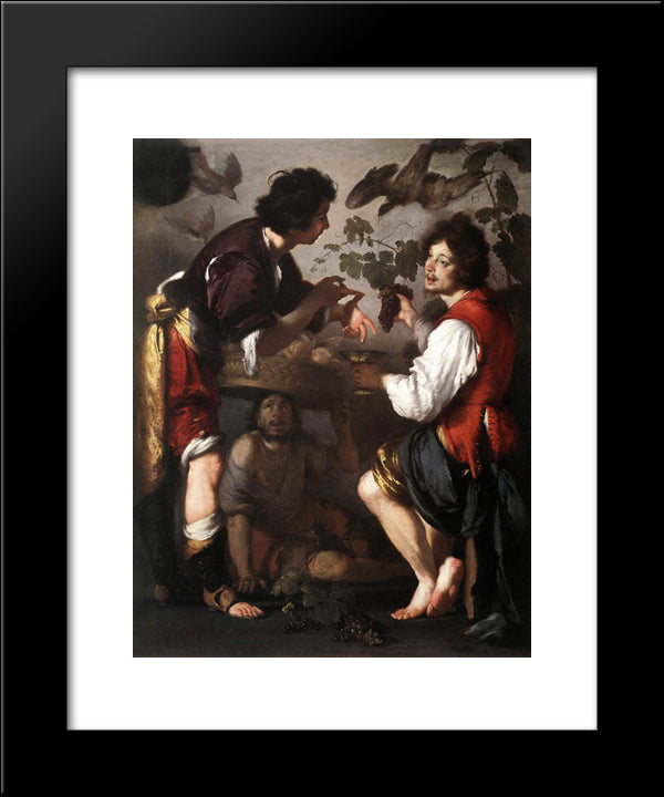 Joseph Telling His Dreams 20x24 Black Modern Wood Framed Art Print Poster by Strozzi, Bernardo