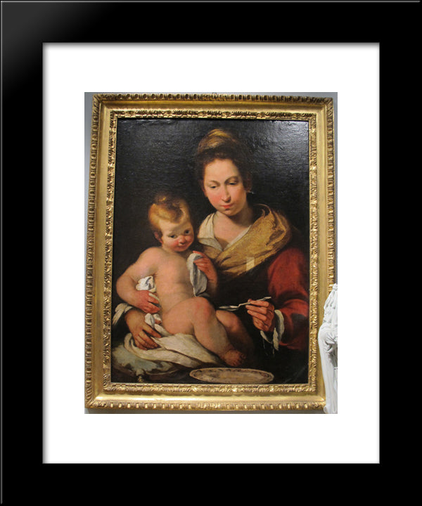 Madonna Della Pappa 20x24 Black Modern Wood Framed Art Print Poster by Strozzi, Bernardo
