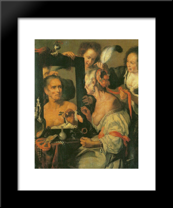 Old Coquette 20x24 Black Modern Wood Framed Art Print Poster by Strozzi, Bernardo