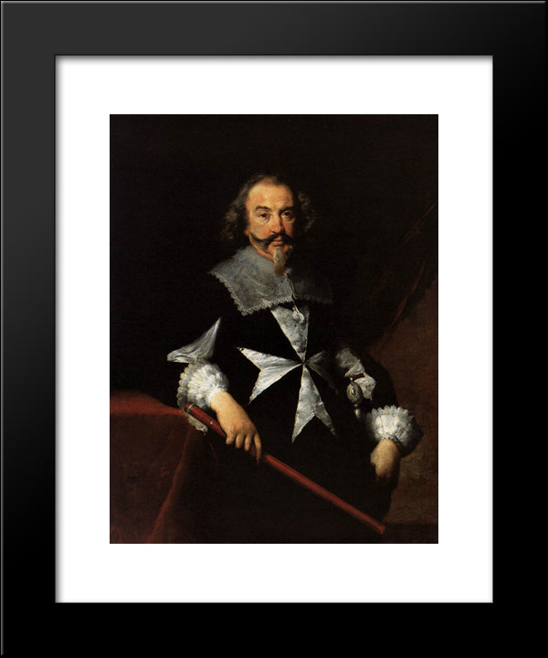Portrait Of A Maltese Knight 20x24 Black Modern Wood Framed Art Print Poster by Strozzi, Bernardo