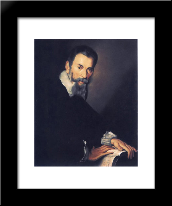 Portrait Of Claudio Monteverdi 20x24 Black Modern Wood Framed Art Print Poster by Strozzi, Bernardo