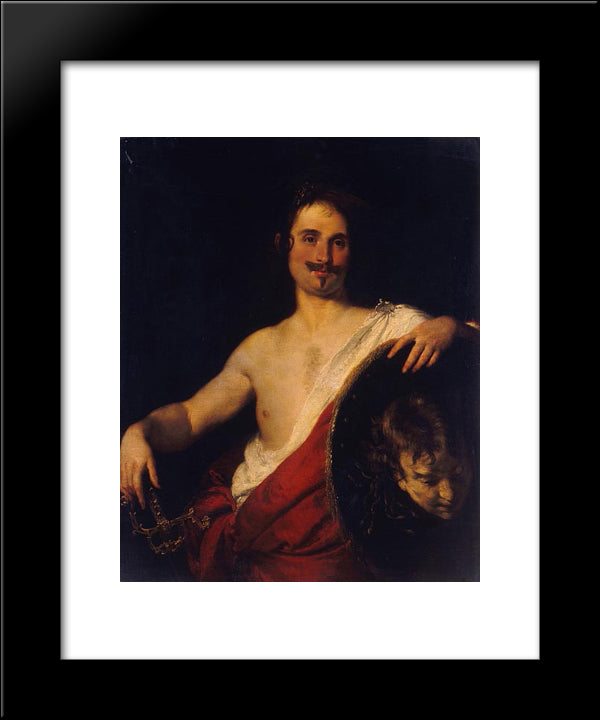 Portrait Of Giovan Donato Correggio 20x24 Black Modern Wood Framed Art Print Poster by Strozzi, Bernardo