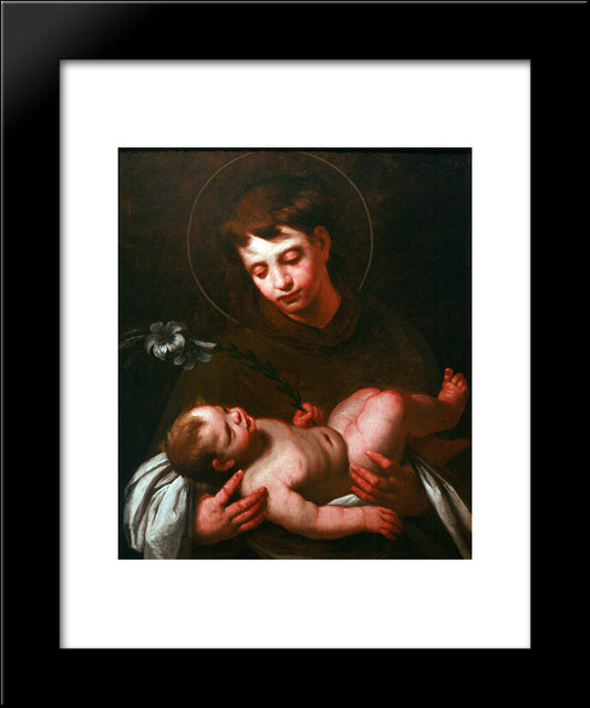 Saint Antony Of Padua Holding Baby Jesus 20x24 Black Modern Wood Framed Art Print Poster by Strozzi, Bernardo