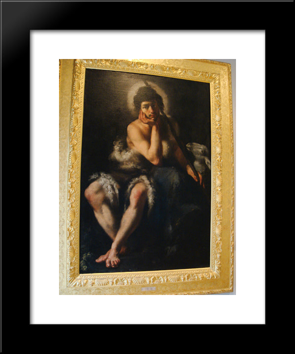 Saint John The Baptist 20x24 Black Modern Wood Framed Art Print Poster by Strozzi, Bernardo