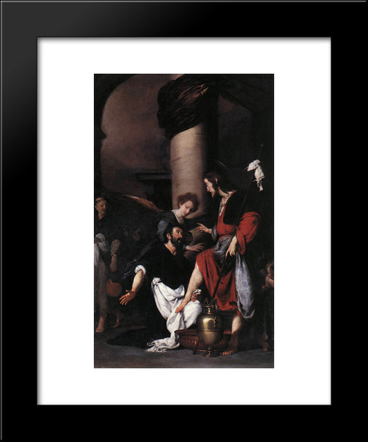 St. Augustine Washing The Feet Of Christ 20x24 Black Modern Wood Framed Art Print Poster by Strozzi, Bernardo