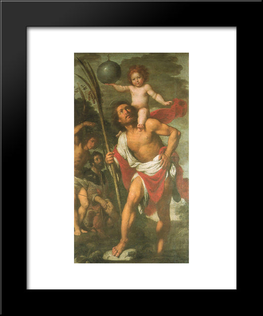 St. Christopher, St. Sebastian, St. Roch 20x24 Black Modern Wood Framed Art Print Poster by Strozzi, Bernardo