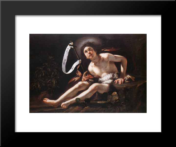 St. John The Baptist 20x24 Black Modern Wood Framed Art Print Poster by Strozzi, Bernardo