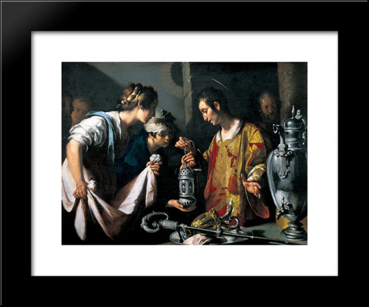 St. Lawrence Distributing The Riches Of The Church 20x24 Black Modern Wood Framed Art Print Poster by Strozzi, Bernardo