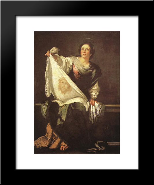 St. Veronica 20x24 Black Modern Wood Framed Art Print Poster by Strozzi, Bernardo