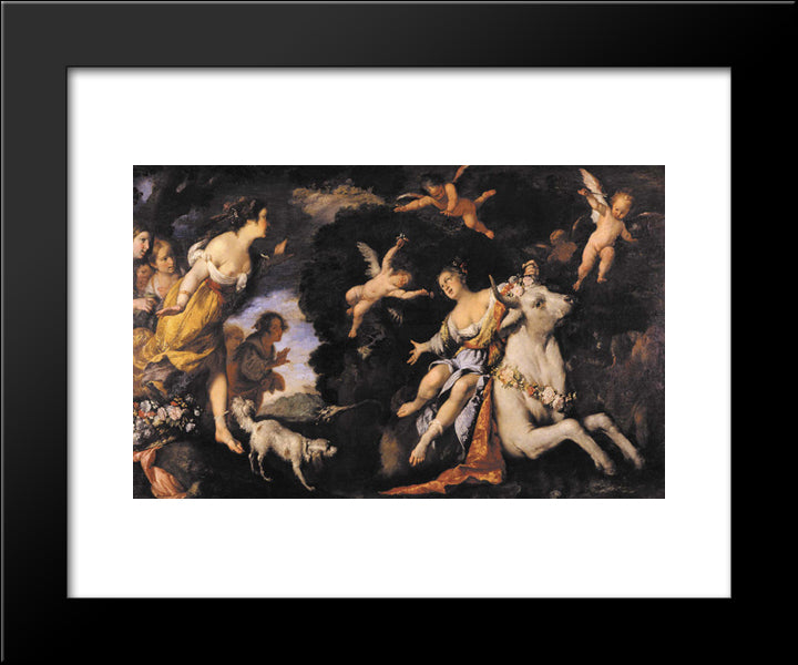 The Abduction Of Europa 20x24 Black Modern Wood Framed Art Print Poster by Strozzi, Bernardo