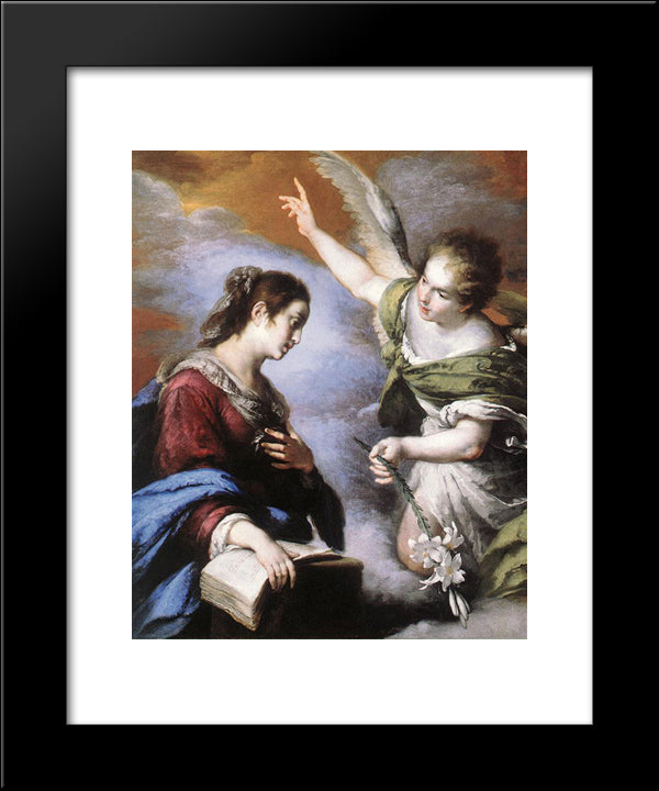 The Annunciation 20x24 Black Modern Wood Framed Art Print Poster by Strozzi, Bernardo