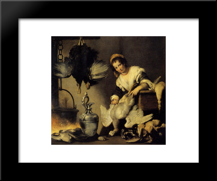 The Cook 20x24 Black Modern Wood Framed Art Print Poster by Strozzi, Bernardo
