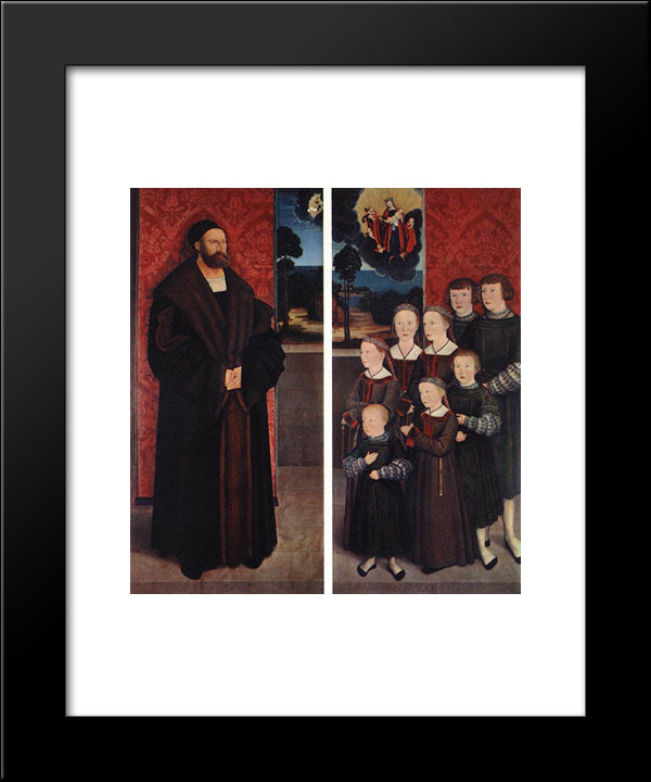 Portrait Of Conrad Rehlinger And His Children 20x24 Black Modern Wood Framed Art Print Poster by Strigel, Bernhard
