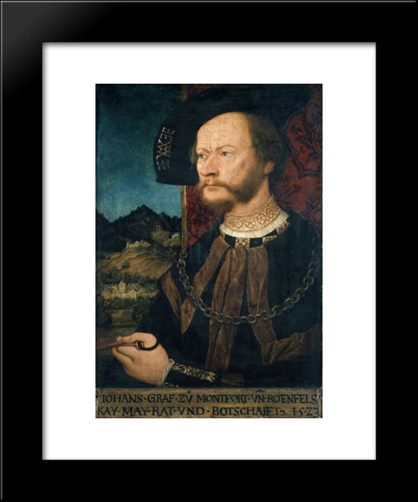 Portrait Of Count Johann Ii, Count Of Montfort And Rothenfels 20x24 Black Modern Wood Framed Art Print Poster by Strigel, Bernhard