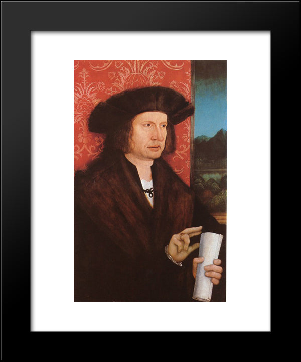 Portrait Of Georg Tannstetter (Collimitius) 20x24 Black Modern Wood Framed Art Print Poster by Strigel, Bernhard
