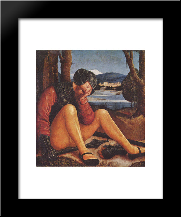 Sleeping Grave Guards With Mace And Sword 20x24 Black Modern Wood Framed Art Print Poster by Strigel, Bernhard