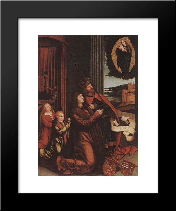 St. Ladislas Presents Wladislav Ii And His Sons To The Virgin 20x24 Black Modern Wood Framed Art Print Poster by Strigel, Bernhard