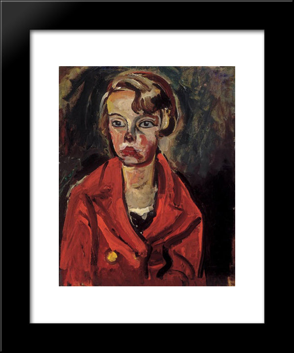 Child In Red Coat 20x24 Black Modern Wood Framed Art Print Poster by Por, Bertalan