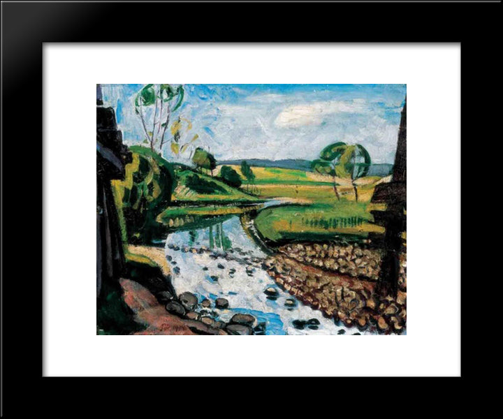 Landscape In Krahovice 20x24 Black Modern Wood Framed Art Print Poster by Por, Bertalan