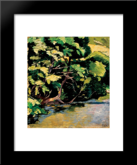 Lights On The Riverside 20x24 Black Modern Wood Framed Art Print Poster by Por, Bertalan