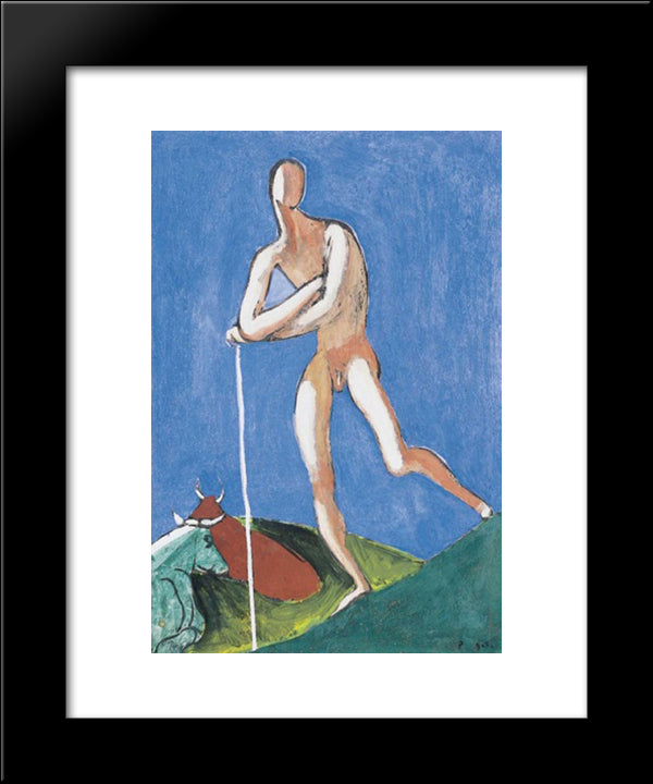 Shepherd 20x24 Black Modern Wood Framed Art Print Poster by Por, Bertalan