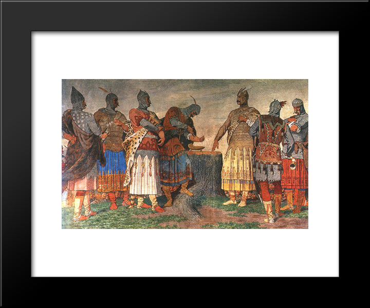 Contract Sealed With Blood (Blood Oath) 20x24 Black Modern Wood Framed Art Print Poster by Szekely, Bertalan