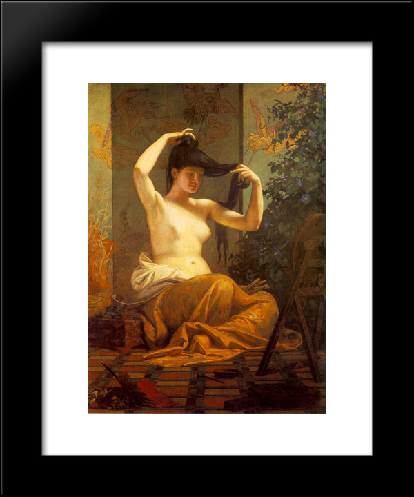 Japanese Woman 20x24 Black Modern Wood Framed Art Print Poster by Szekely, Bertalan