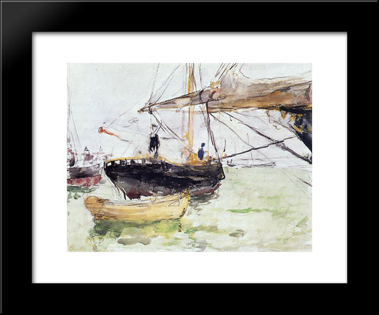 Aboard A Yacht 20x24 Black Modern Wood Framed Art Print Poster by Morisot, Berthe