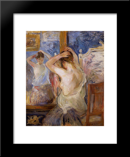 Before The Mirror 20x24 Black Modern Wood Framed Art Print Poster by Morisot, Berthe