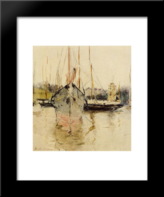 Boats - Entry To The Medina In The Isle Of Wight 20x24 Black Modern Wood Framed Art Print Poster by Morisot, Berthe