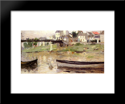 Boats On The Seine 20x24 Black Modern Wood Framed Art Print Poster by Morisot, Berthe