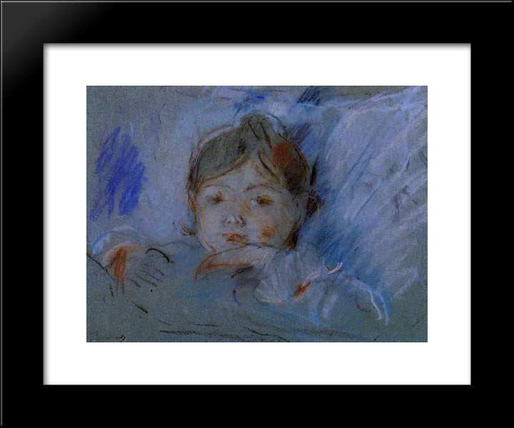 Child In Bed 20x24 Black Modern Wood Framed Art Print Poster by Morisot, Berthe