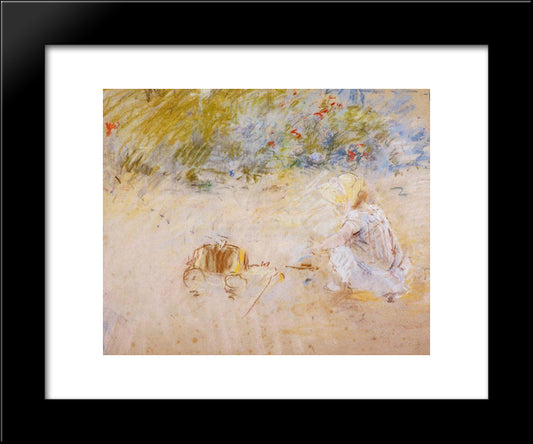 Child Playing In The Garden 20x24 Black Modern Wood Framed Art Print Poster by Morisot, Berthe