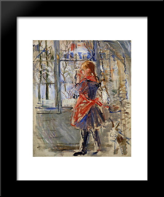 Child With A Red Apron 20x24 Black Modern Wood Framed Art Print Poster by Morisot, Berthe