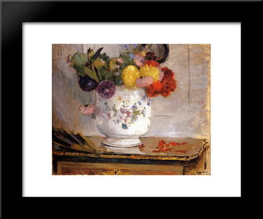 Dahlias 20x24 Black Modern Wood Framed Art Print Poster by Morisot, Berthe