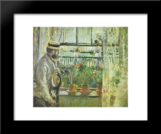 Eugene Manet On The Isle Of Wight 20x24 Black Modern Wood Framed Art Print Poster by Morisot, Berthe