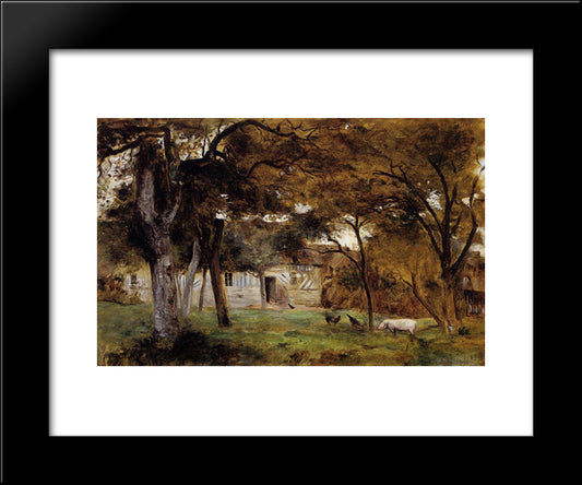 Farm In Normandy 20x24 Black Modern Wood Framed Art Print Poster by Morisot, Berthe