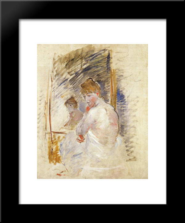 Getting Out Of Bed 20x24 Black Modern Wood Framed Art Print Poster by Morisot, Berthe