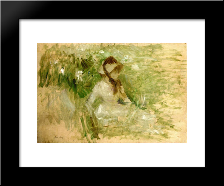 Griffon Dog'S Head, Follette 20x24 Black Modern Wood Framed Art Print Poster by Morisot, Berthe