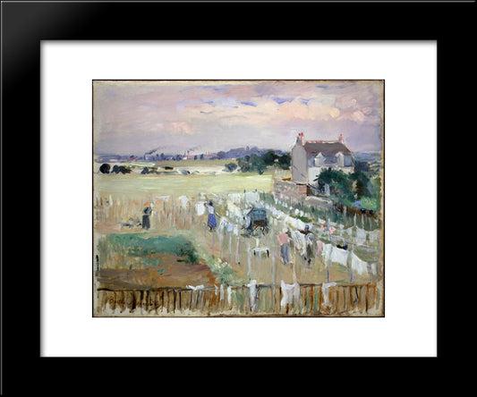 Hanging The Laundry Out To Dry 20x24 Black Modern Wood Framed Art Print Poster by Morisot, Berthe