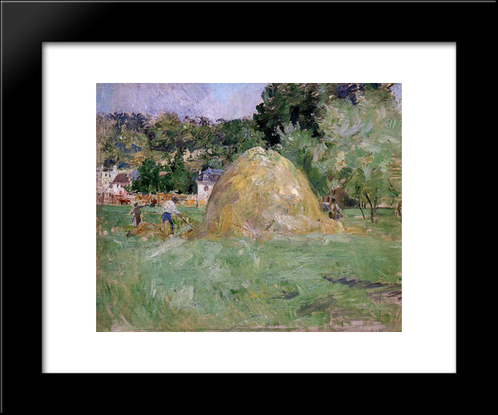 Haystacks At Bougival 20x24 Black Modern Wood Framed Art Print Poster by Morisot, Berthe