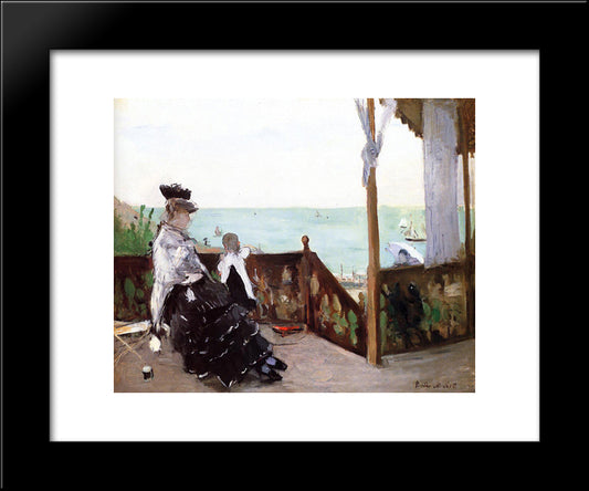 In A Villa At The Seaside 20x24 Black Modern Wood Framed Art Print Poster by Morisot, Berthe