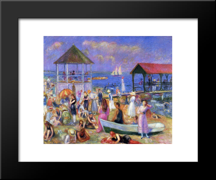 Beach Scene, New London 20x24 Black Modern Wood Framed Art Print Poster by Glackens, William James