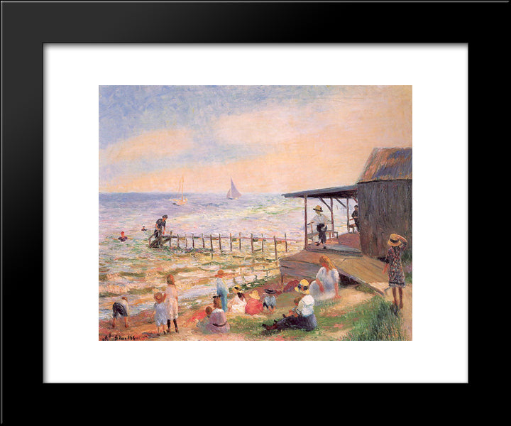 Beach Side 20x24 Black Modern Wood Framed Art Print Poster by Glackens, William James