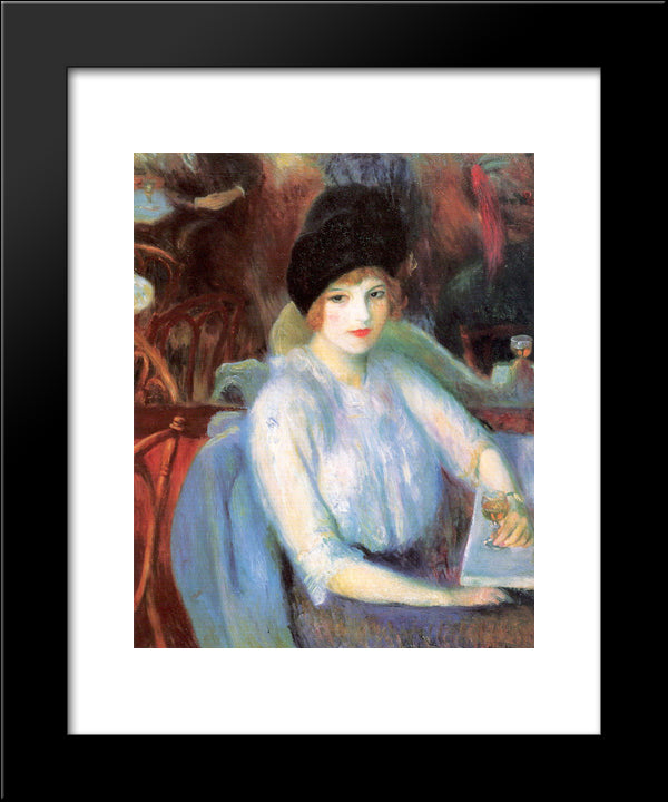Cafe Lafayette (Portrait Of Kay Laurel) 20x24 Black Modern Wood Framed Art Print Poster by Glackens, William James