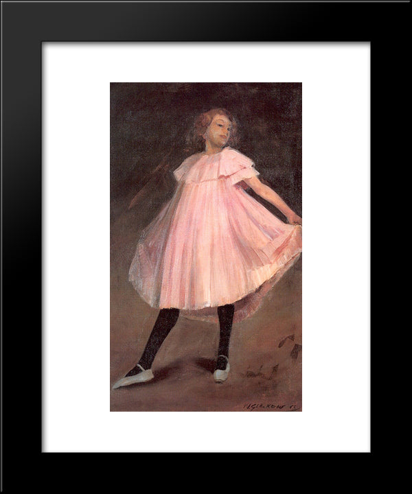 Dancer In A Pink Dress 20x24 Black Modern Wood Framed Art Print Poster by Glackens, William James