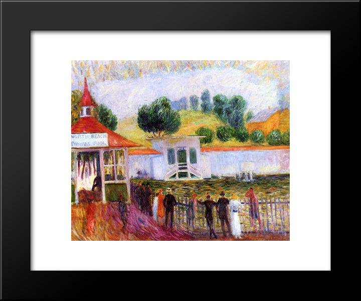 North Beach Swimming Pool 20x24 Black Modern Wood Framed Art Print Poster by Glackens, William James