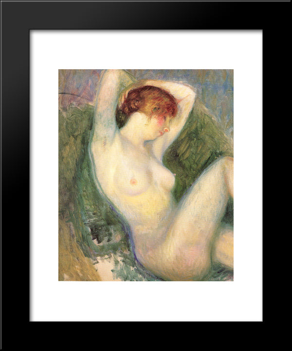 Nude In Green Chair 20x24 Black Modern Wood Framed Art Print Poster by Glackens, William James