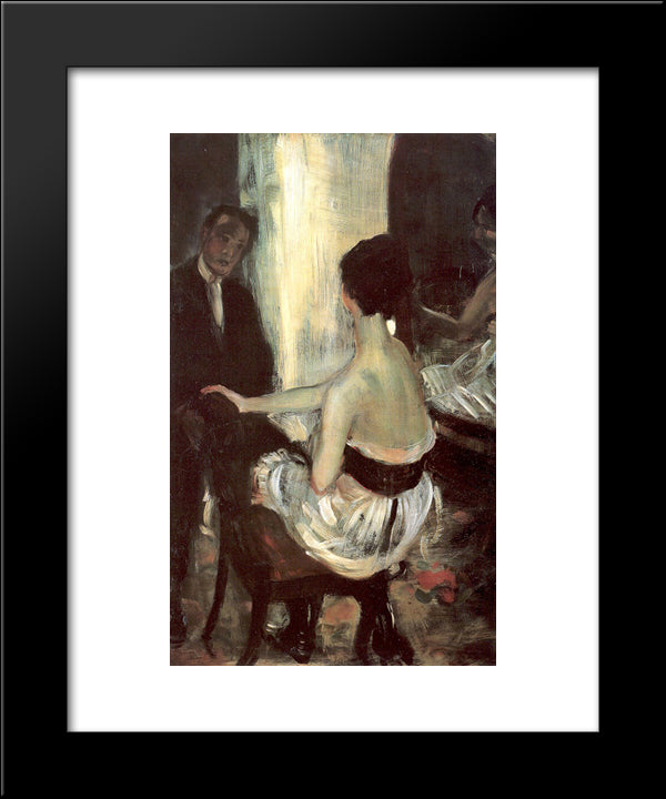 Seated Actress With Mirror 20x24 Black Modern Wood Framed Art Print Poster by Glackens, William James